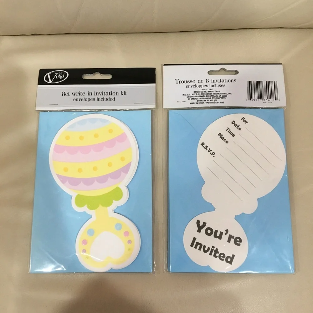 Baby Rattle Party Invitations Baby Shower / Reveal